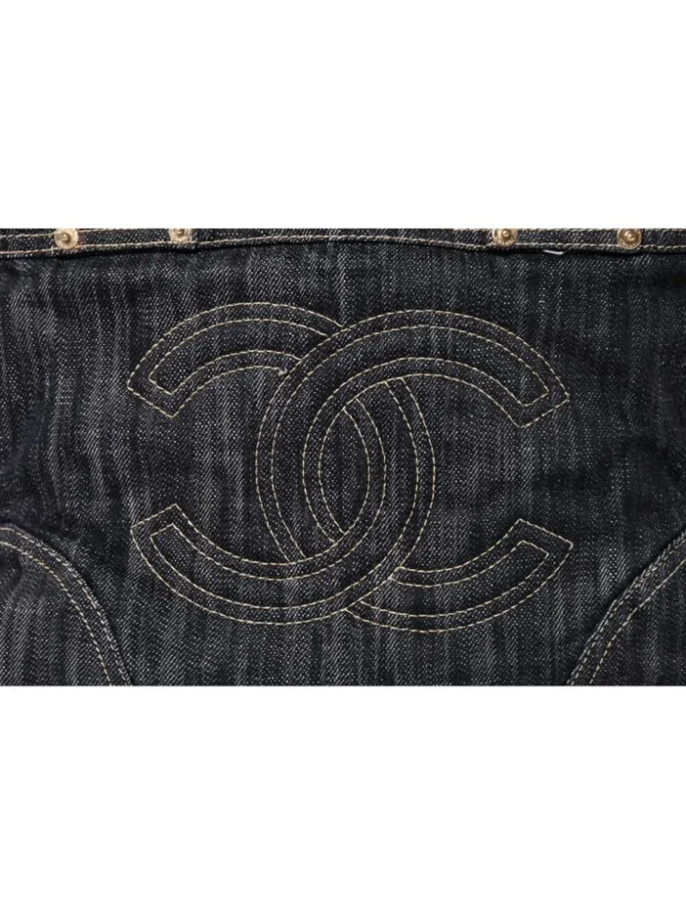 Chanel Sparkling Denim Tote Bag Fabric Indigo Gold